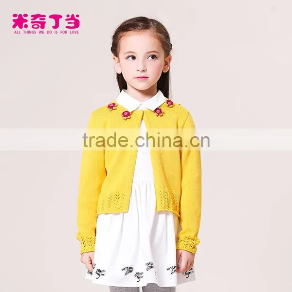Girl Fancy Crocheted Cardigan Sweater Hand Knit Sweater Designs for Kids Children's Clothing photo-2