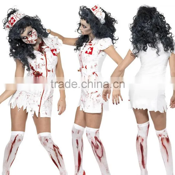 Sexy White Dress Ghost Nurse Cosplay Halloween Costumes China Wholesale photo-2