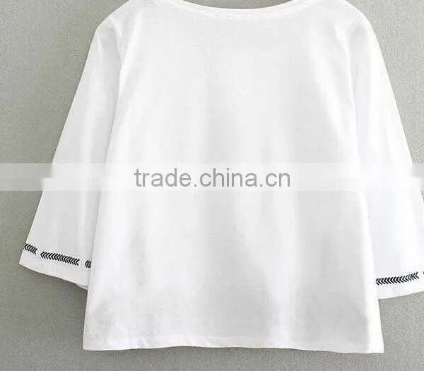 HIGH QUALITY EMBROIDERY PATTERN WOMEN CASUAL SHIRTS photo-2
