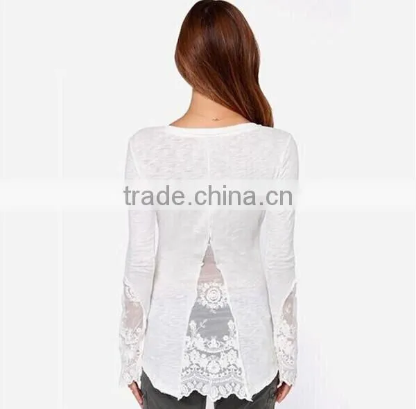 Classical Black and White Solid Dovetail Split Net Yarn Splicing Knitting Slim Soft t Shirt Thin Women photo-2