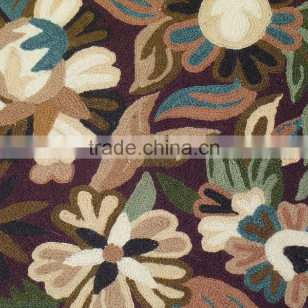 Chain Stitch Embroidery Cushion Luxury Floral Designer Toss Accent Sofa Pillow photo-3