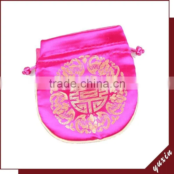 Hot Pink Chinese Style Brocade Small Beads Drawstring Pouch SH054 photo-2