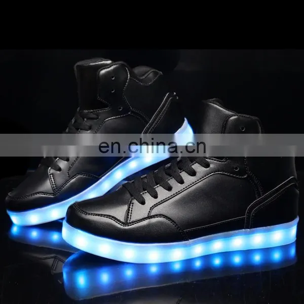 Wholesale New Design Casual Shoes Men Pu Leather Light Shoes Street Dance Luminous High Top LED Shoes Sneakers for Men Women photo-5