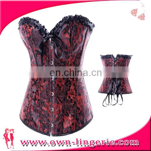 Vintage Satin With Lace Sexy Underwear Steel Boned Corset Body Slimming for Woman photo-2