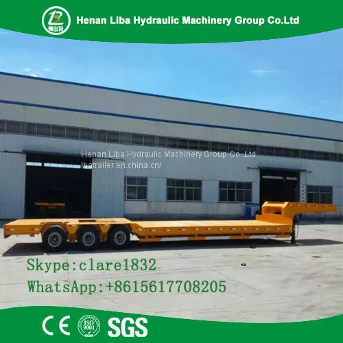 60t Heavy Loading 3 Axle Excavator Shipping Semi Trailer Trucks , High Quality Lowbed Semi Trailer photo-3