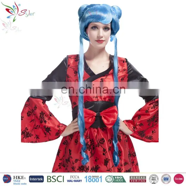 Hot Sale Cosplay Party Synthetic Fibre Pink Blue Ponytail Wig photo-2