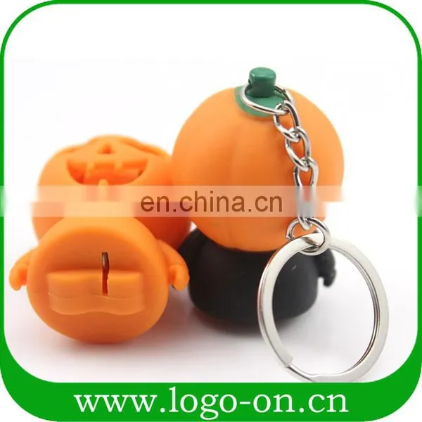 Halloween Pumpkin Flashing LED Keychain PVC Material OEM Design Available photo-2