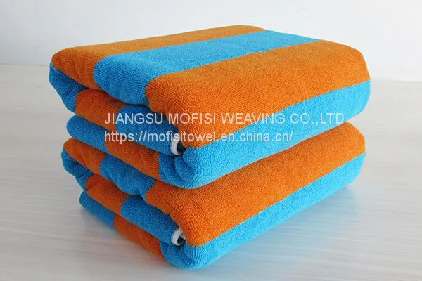 Blue and Orange Color Stripe 100% Cotton Beach Pool Towel photo-2