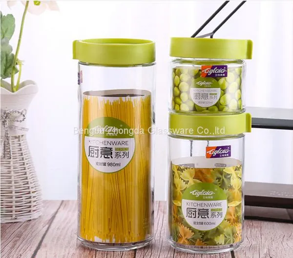 High-capacity Glass Jar Lucid Storage Plastic Lid for Grain Dry Kitchen Glassware photo-5