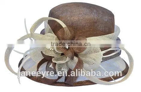 Elegant Plain Sinamay Hat Feather Wedding Party Hat photo-4