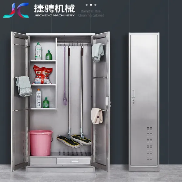 304 Stainless Steel School Shopping Mall Cleaning Tool Storage Cabinet photo-2
