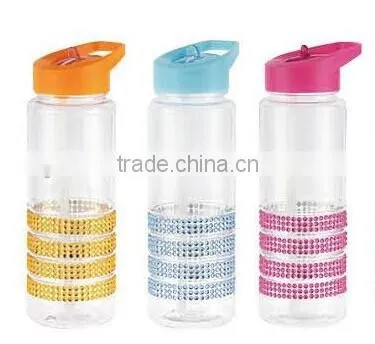 2015 Hot Sale Silicone/diamond Ring Leak-proof Tritan Fruit Infuser Water Bottle photo-4