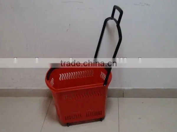 Plastic Shopping Basket With Wheels Shopping Rolling Basket With Wheels photo-6