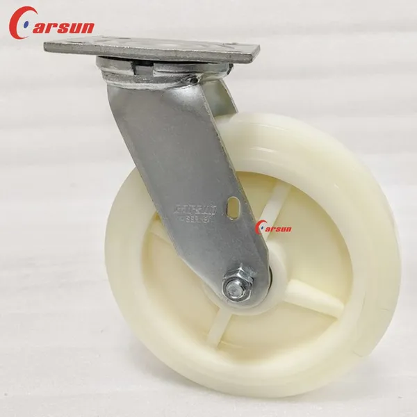 Carsun Heavy Duty Caster Wheels 8-Inch White Nylon Wheels Industrial Swivel Caster photo-2