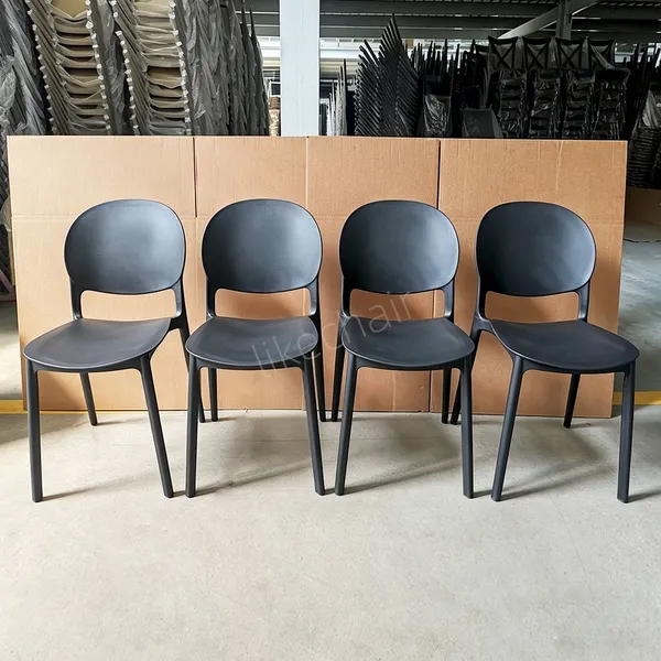 Stackable Plastic Chairs Hollow Backrest Integrated Molding for Garden Patio Cafe Outdoor Dining photo-3
