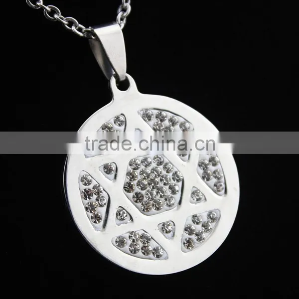 Full Rhinestone Titanium Steel Six-pointed Star Pendant Necklace Wholesale photo-3