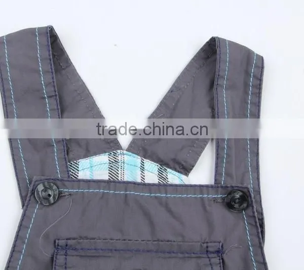 Kid's 100%cotton Dark Grey Cheap Stock Clothing Suspender Pants photo-3