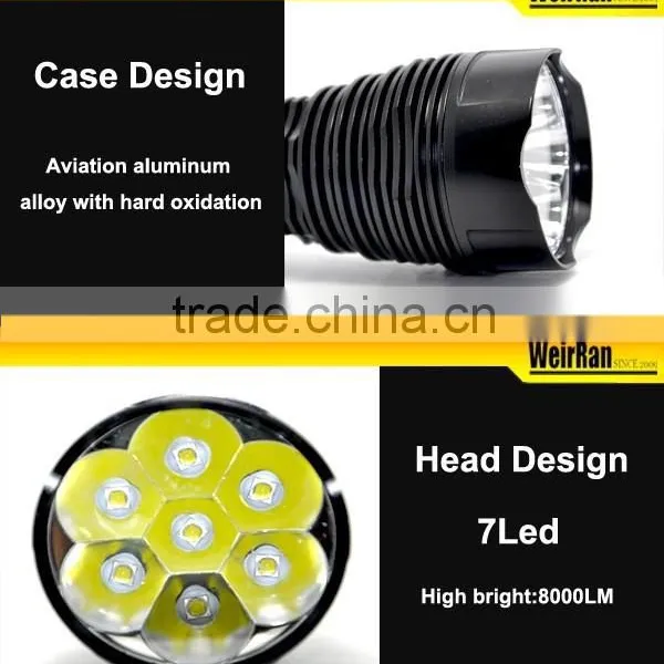 (130219) Top Selling 8000 Lumen Outdoor Aluminium High Power Beam Flashlight photo-4