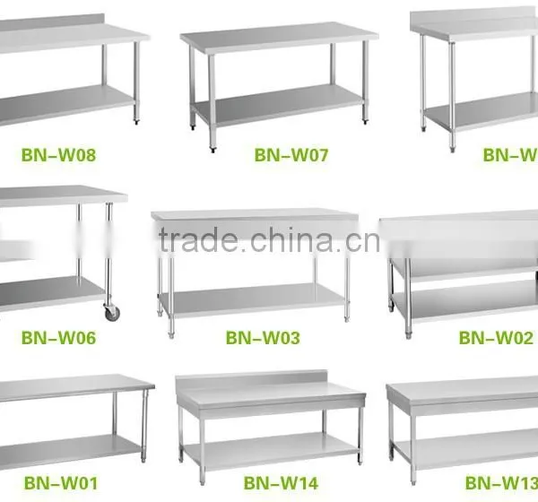Restaurant Stainless Steel Kitchen Corner Work Table With Splashback And Under Shelf BN-W16 photo-5