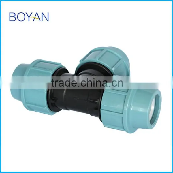 BOYAN Zhejiang Taizhou Light Blue 20mm-110mm for Irrigation Plastic Equal Tee pp Compression Fitting photo-3