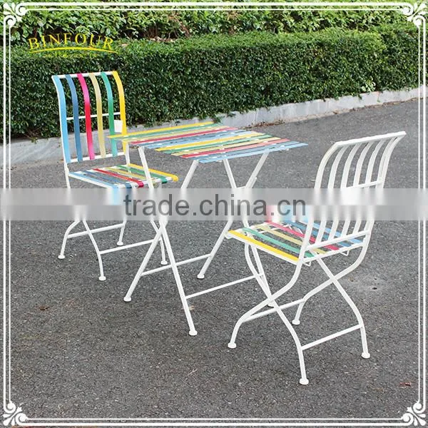 Custom Colorful Metal Patio Furniture Set Table and Chairs for Garden Deco photo-6