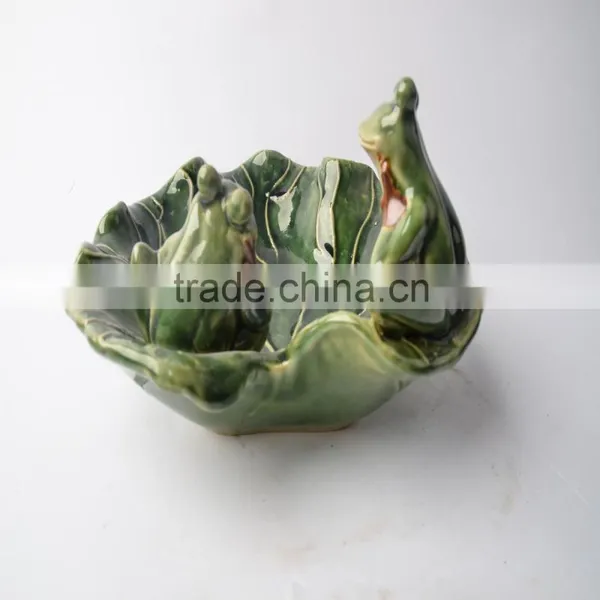 Ceramic Plate of Lotus Leaf With Frog photo-3
