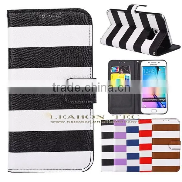 Hot New Products for 2015, Fancy Color Strip Wallet Leather Case for Samsung Galaxy s6 Edge, photo-3