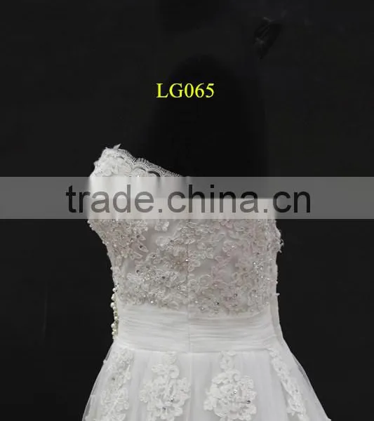 New Beading Lace Appliques Tulle Drapping Belt With Beading Trim Sweetheart Wedding Dress photo-4