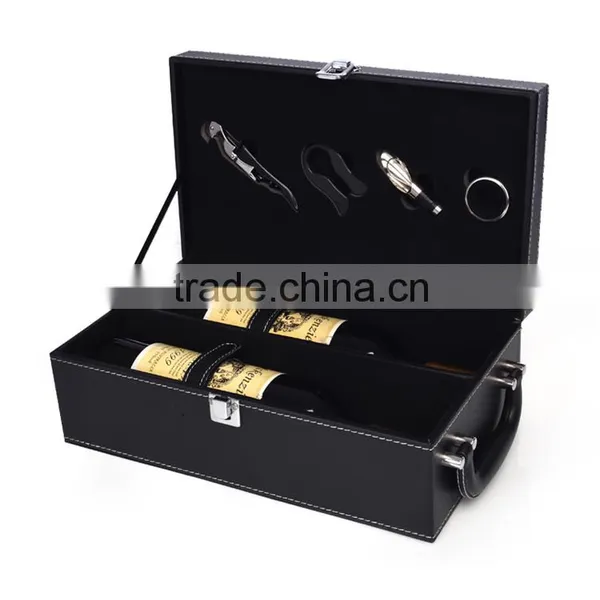Luxury PU Leather Wine Gift Box Set With Foam Insert photo-4