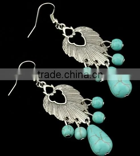 2016 New Design Boho Vintage Alloy Turquoise Long Earrings For Women photo-4