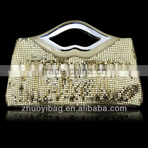 2014 Shiny Fashion Design Lady Clutch Evening Bag With Chain Shoulder Strap Lady Leather Clutch,stylish Clutch Bag,evenin