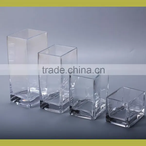 Clear Square Glass Flower Vase