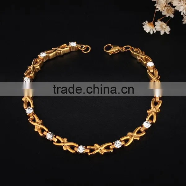 Fashion Dubai 18kgp Gold Plated Healthy Kids Stainless Steel Bracelet Jewelry photo-2