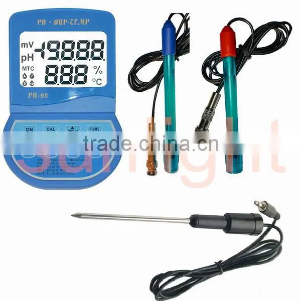 Lab PH, ORP and Temperature Meter, 3 in 1 Meter, Oxidation Reduction Potential Meter, ATC, PH-98