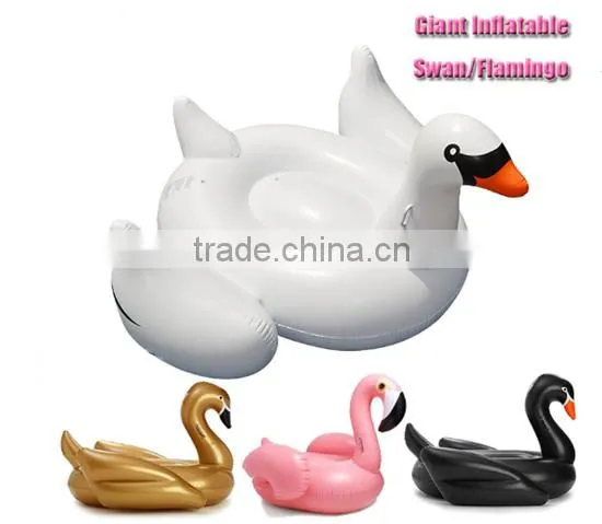 2016 Fashion Swan Swimming Float Giant Pink Flamingo Vinyl Pool Float Inflatable Novelty Water Inner Tube Swimming Ring