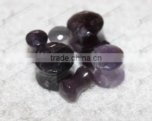 Natural Amethyst Double Flare Gemstone Ear Plugs,ear Piercing Plugs photo-6