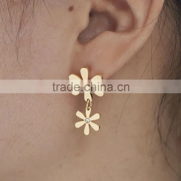 Long Connected Flower Necklace Stainless Steel Women Jewelry Sets Wholesale photo-5