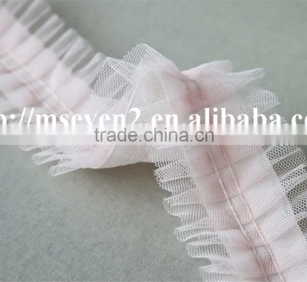 Good Price Pink Color Net Embroidery Lace Trim Cotton Lace Trim Wholesale photo-5