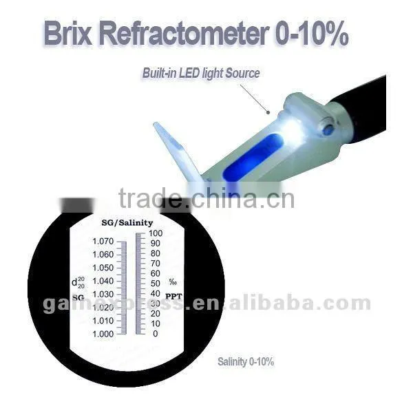 Salinity Refractometer With Built-in LED Light Aquarium 0~10% ATC photo-6