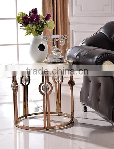 D366 Hot Sale Marble Top Round Gold Side Table photo-2
