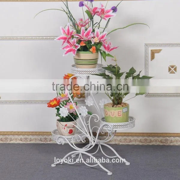3-Tiered Scroll Decorative Metal Garden Patio Standing Plant Flower Pot Rack Display Shelf Holds Wrought Iron Flower Stand photo-3
