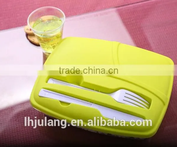BPA-Free Foodgrade Plastic Lunch Box With Fork and Knife,plastic Lunch Box Set With Fork photo-3