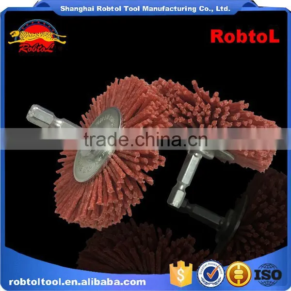 75mm Circular Abrasive Hex Shank Nylon Filament Wheel Shaft Mounted Spindle Deburring Rust Crimped Twist Knot Bowl Non Spark photo-4