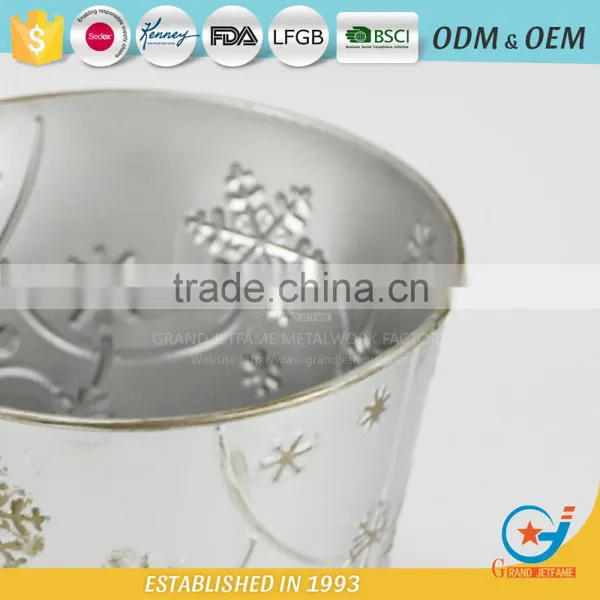 Factory Price Iron and Zinc Homeware Embossing Best Way to Water Plants in Pots Steel Pots Galvanized Flower Pot photo-4