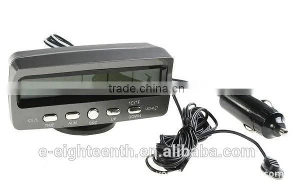 High End 2016 New 12V Car Voltage Monitor Battery Alarm Clock Display Temperature Thermometer photo-3