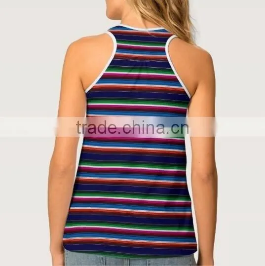 Custom Plus Size Women's All-Over Print Racerback Mexican Serape Tank Top Made In China photo-2