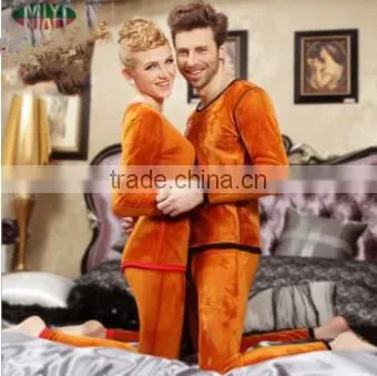 Custom Hot Sale New Couples Thermal Underwear Women Men Winter Thickening Low Round Collar Long Johns Top+pant Sey Soft Underwea photo-2
