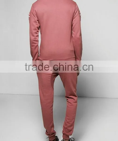 Custom Sports Tracksuits for Men Hot Sale Pullover Distressed Tracksuit photo-2