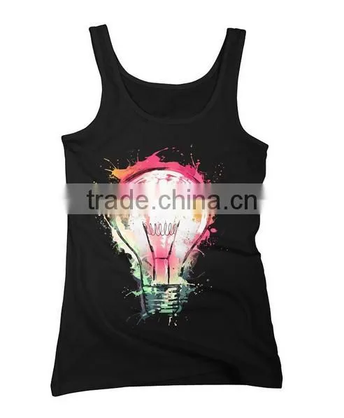 China Custom 100 Cotton Muscle Printed Tank Top Wholesale photo-3
