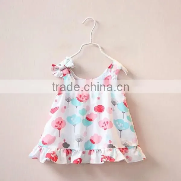 2016 New Print Design Flower Ruffles Baby Girls Dresses photo-2